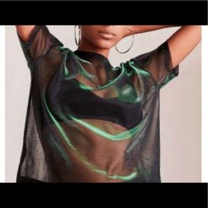 Shimmering Mesh Top Purple-green